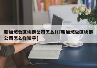 新加坡做区块链公司怎么样[新加坡做区块链公司怎么样知乎]